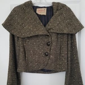 Chulo Pony Tweed Cropped Jacket with Horn Buttons